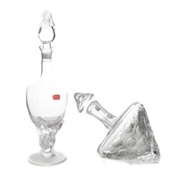 French decanter and other clear glass decanter