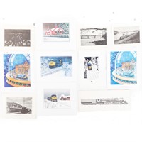 Grouping of train related photos and prints