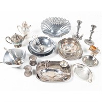 Assortment of silver plate and pewter ware