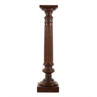 Carved wood column pedestal