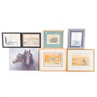 Six framed artworks