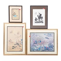 Four assorted framed artworks