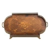 Inlaid wood serving tray