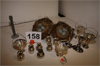 2 birds nests, 4 silver baskets, 7 small silver