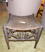 Antique whicker splint seat decorated foot