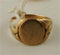 Men’s 10kt gold monogrammed ring with spread