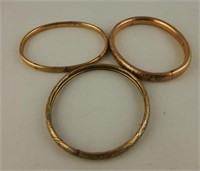 (3) Antique gold plated bangle bracelets