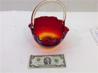 Red & Yellow Art Glass Basket