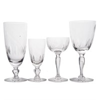 Large set of etched glass stemware