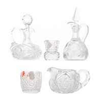 Cut glass cruets and other items
