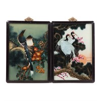 Pair of Chinese reverse paintings on glass