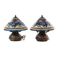 Pair of art glass table lamps
