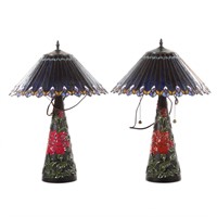 Pair of art glass table lamps