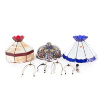 Three art glass style lamp shades