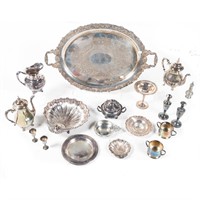 Large assortment of silver plate