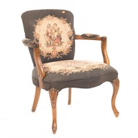 French style armchair with needlepoint fabric