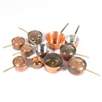 Group of copper cooking pots