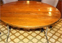 52" ROUND WOOD DINING TABLE W/METAL LEGS
