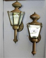 Pair brass wall lamps