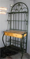 Iron bakers rack with wood surface