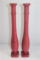Pair wood candlesticks