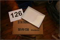 35 +/- White stationery boxes w/ clear lids, 7 x