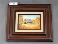 Oil on canvas Barn in Field