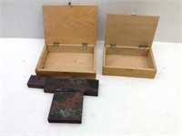 Vtg Copper Printing Plates w/ 2 Wood Cigar Boxes