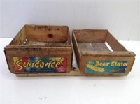 Pair of Rustic Wood Fruit Crates