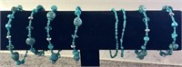 Aqua Stone, Glass & Silver Bracelets (8)