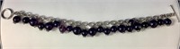 Glass Bead Sterling Silver Chain Bracelet