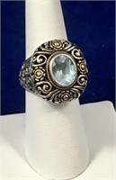 Samuel B. Benham Blue Topaz & Sterling Ring