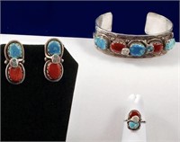 Effie C Zuni Sterling Silver Jewelry, 3 Pieces