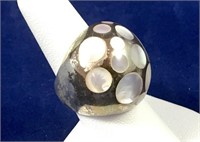 Mother of Pearl & Sterling Silver Dome Ring