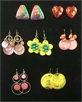 Colorful Earrings, 7 Pair