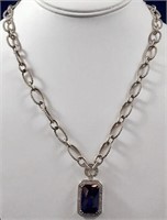Radiant Cut Amethyst & Sterling Silver Necklace