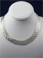 Vintage Woven Choker Sterling Silver Necklace