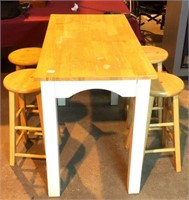 Kitchenette table with four stools