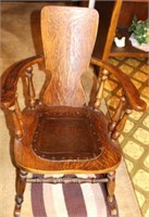 OLD OAK ROCKING CHAIR W/LEATHER SEAT