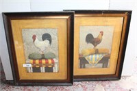 Roosters wall art framed