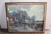 Old Barn & Millpond print on canvas