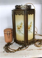 Vintage swag lamp with floral design