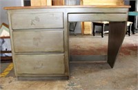 Vintage metal desk with replaced pine top
