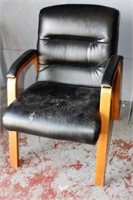 Leather with oak frame arm chair