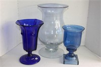 Cobalt & clear vases