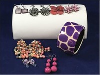 Pink & Purple Earrings & Bracelet