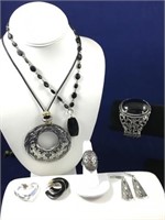 Silver & Black Stone Jewelry