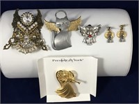 Angel Pins, Brooches & Earring Set