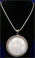 Balinese Sterling Silver Carved Shell Medallion
