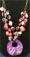 Purple & Pink Stone Necklace